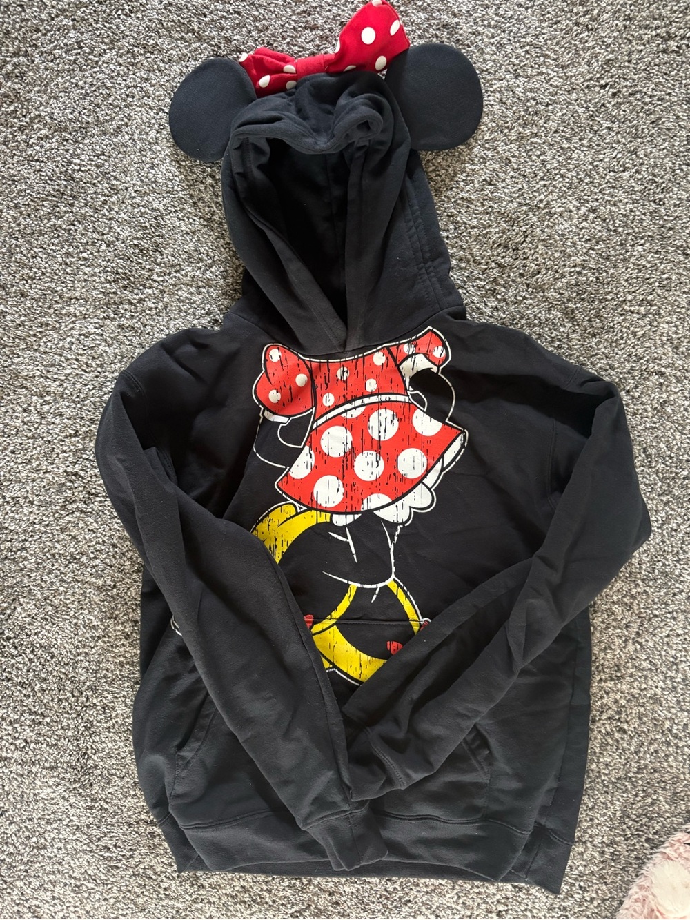 Disney park Black Kids Hoodie with Red Polka Dot Bow and Yellow Accent